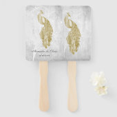 金ゴールドピーコック結婚式の引き出物ハンドファン ハンドファン (正面&裏面)