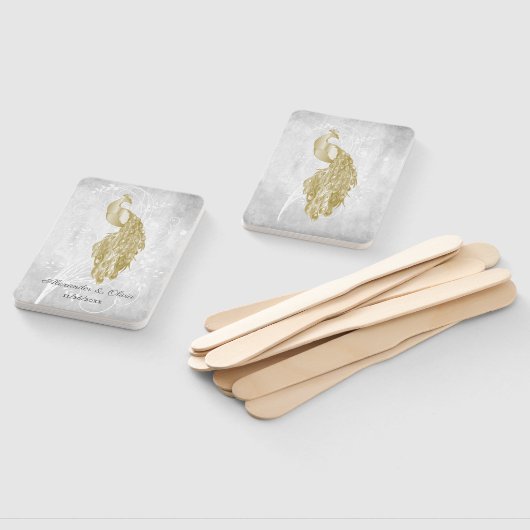 金ゴールドピーコック結婚式の引き出物ハンドファン ハンドファン (組立なし)