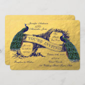 金ゴールドピーコック結婚式招待状 招待状 (正面/裏面)