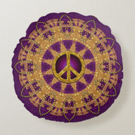 金ゴールドピースボヘミアンサンフラワーヨガサン ラウンドクッション