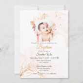 金ゴールドピーチバプテスマ招待状 招待状 (正面)