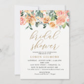 金ゴールドピーチフローラブライダルシャワー招待 招待状 (正面)
