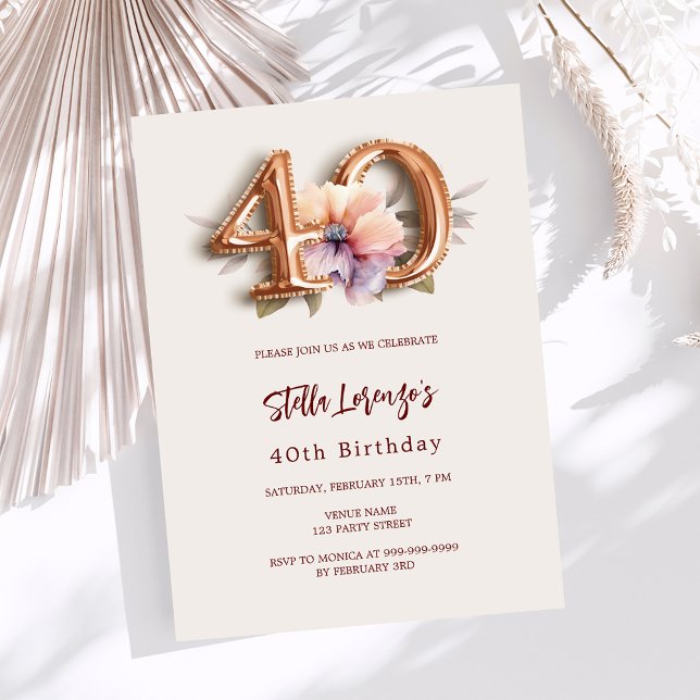 金ゴールドピーチフローラベージュバジェット40歳の誕生日 (クリエイターアップロード済み)