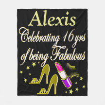 金ゴールドファッショニスタパーソナライズド16番目誕生日毛布