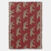 金ゴールドファッショニスタブラック赤グリッタータイガーパターン スローブランケット (正面縦)