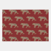 金ゴールドファッショニスタブラック赤グリッタータイガーパターン ラッピングペーパーシート (正面2)