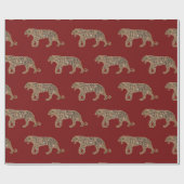 金ゴールドファッショニスタブラック赤グリッタータイガーパターン ラッピングペーパー (フラット)