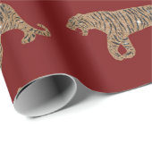 金ゴールドファッショニスタブラック赤グリッタータイガーパターン ラッピングペーパー (ロールコーナー)