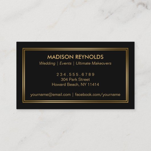 金ゴールドファッションメイクアップアーティストフォトショーケース 名刺 (裏面)