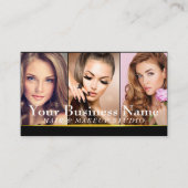 金ゴールドファッションメイクアップアーティストフォトショーケースQRコード 名刺 (正面)