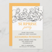 金ゴールドファミリーサプライズパーティー78歳の誕生日 招待状 (正面/裏面)