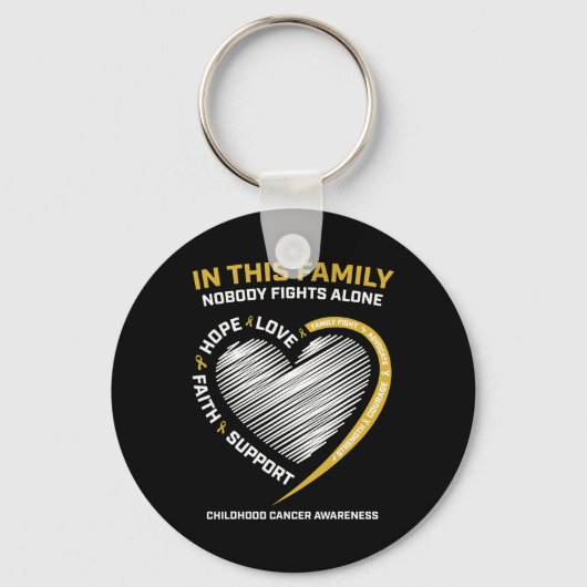 金ゴールドファミリー誰も単独で小児癌A キーホルダー (正面)