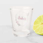 金ゴールドファンシーさくらんぼの花モノグラムと名前 ショットグラス (裏面)