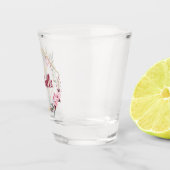 金ゴールドファンシーさくらんぼの花モノグラムと名前 ショットグラス (右)