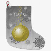 金ゴールドファンシークリスマスオーナメントストッキング ラージクリスマスストッキング (正面)