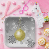 金ゴールドファンシークリスマスオーナメント紙プレート ペーパープレート (パーティー)