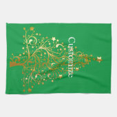 金ゴールドファンシークリスマスツリーThunder_Cove キッチンタオル (横)