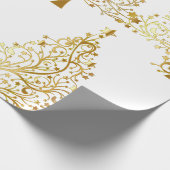 金ゴールドファンシークリスマスツリーThunder_Cove ラッピングペーパー (角)