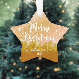 金ゴールドファンシークリスマス平和雪の森 オーナメント