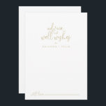 金ゴールドファンシース結婚クリプトのWell Wishesアドバイスカード アドバイスカード<br><div class="desc">この金ゴールドファンシース結婚クリプトのwishesアドバイスカードは素朴な人に最適結婚である。とシンプルデザインはエレガント、金ゴールド内のクラシックとスクリファンシープトタイポグラフィを備えている。これらのカードはs、結婚ブライダルシャワー、ベビーシャワー、卒業式パーティーなどに最適だ。新郎新婦の名前、両親または卒業生の名前でカードをパーソナライズ。</div>