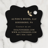 金ゴールドファンシービーズハニカムオンブラックハニーラベル フェイバータグ (裏面)