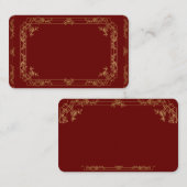 金ゴールドファンシーフ縁どレーム(赤い茶色) 名刺 (正面/裏面)