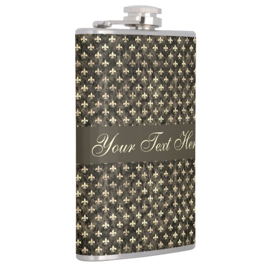 金ゴールドファンシーブラウン(紋章の)フラ・ダ・リビニール包まれたフラスコ フラスク (右)