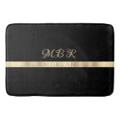 金ゴールドファンシーモノグラム、名前、黄色の金ゴールド、ストライプBlk バスマット (正面)