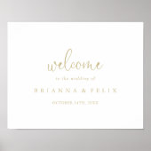 金ゴールドファンシーラブスク結婚リプトのウェルカムサイン ポスター (正面)