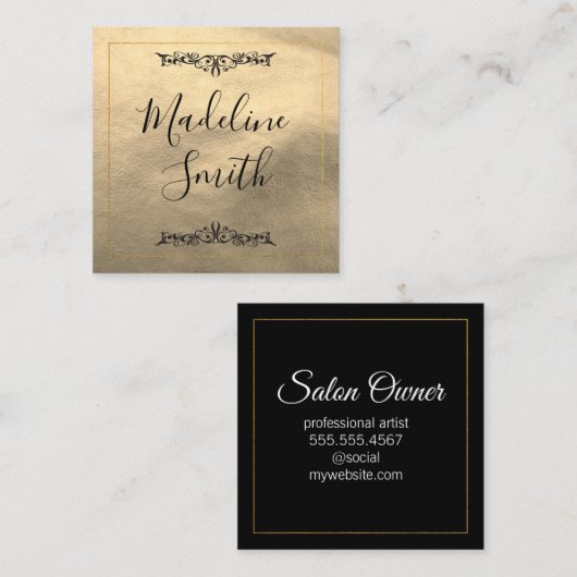 金ゴールドファンシールクス スクエア名刺 (正面/裏面)