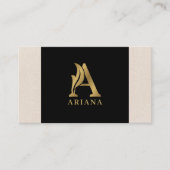 金ゴールドファンシーレターAモノグラム(黒とリネン) 名刺 (正面)