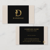金ゴールドファンシーレターDモノグラムOn black and linen 名刺 (正面/裏面)