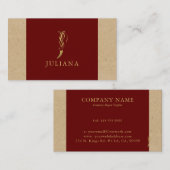 金ゴールドファンシーレターJモノグラム赤と厚紙 名刺 (正面/裏面)