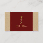 金ゴールドファンシーレターJモノグラム赤と厚紙 名刺 (正面)