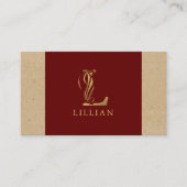 金ゴールドファンシーレターLモノグラム赤と厚紙 名刺 (正面)