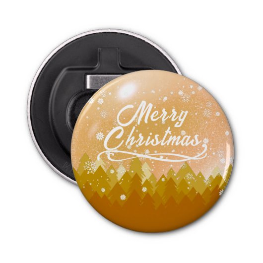 金ゴールドファンシー平和な雪の森メリークリスマス 栓抜き (正面)