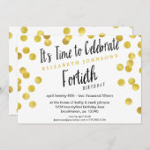 金ゴールドファンシー紙吹雪40歳誕生日パーティー招待状 招待状 (正面/裏面)