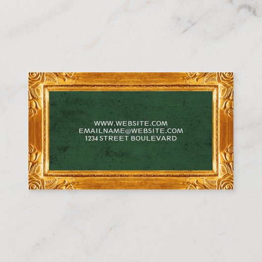 金ゴールドファンシー縁ど | 緑のテクスチャ 名刺 (裏面)