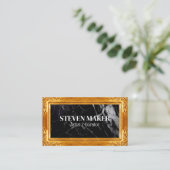 金ゴールドファンシー縁ど | 黒大理石 名刺 (スタンド正面)