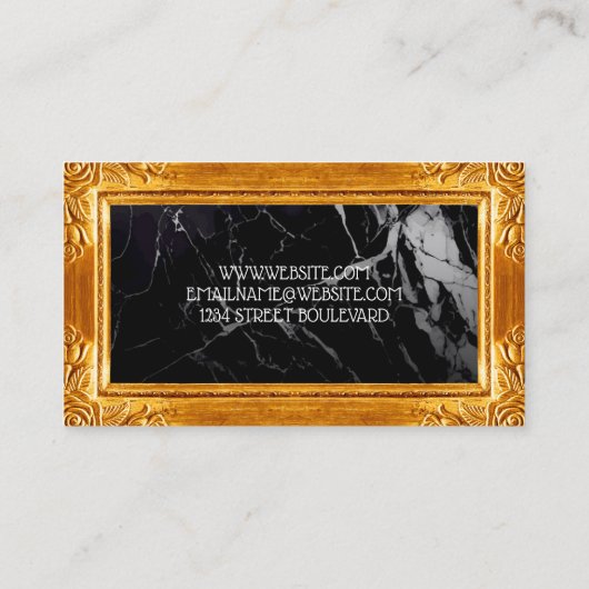 金ゴールドファンシー縁ど | 黒大理石 名刺 (裏面)