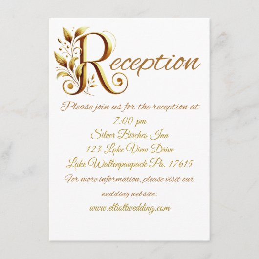 金ゴールドファンシーRウェディングレセプションエンクロージャカード エンクロージャーカード (正面)