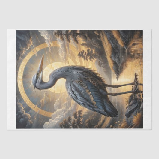 金ゴールドファンタジー湖の青いサギ 薄葉紙 (正面)