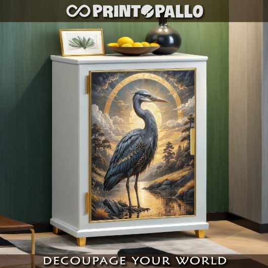 金ゴールドファンタジー湖の青いサギ 薄葉紙