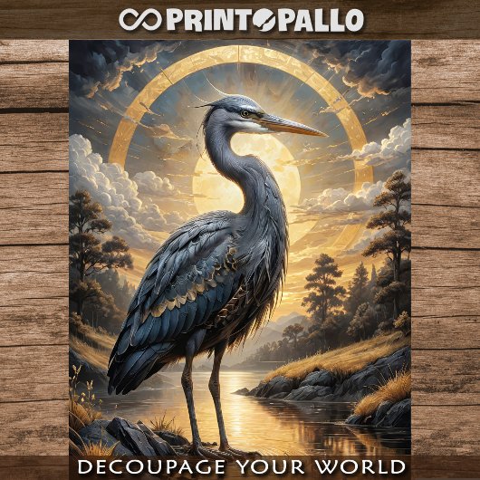 金ゴールドファンタジー湖の青いサギ 薄葉紙