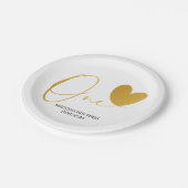 金ゴールドファーストバースデーパーティー1誕生日 ペーパープレート (アングル)