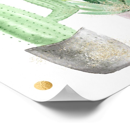 金ゴールドフィエスタサクタスベビーシャワーウェルカム ポスター (角)