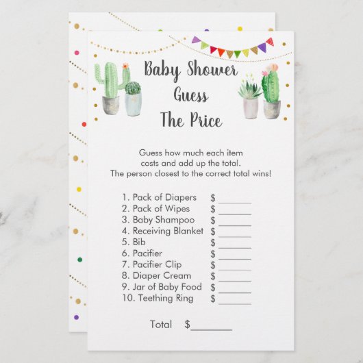 金ゴールドフィエスタサボテンはプライスゲームを推測 (正面/裏面)