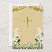 金ゴールドフィエスタボーイバプテスマと誕生日 招待状 (裏面)