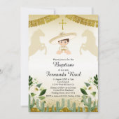 金ゴールドフィエスタボーイバプテスマ《キリスト教》洗礼式や命名式 招待状 (正面)