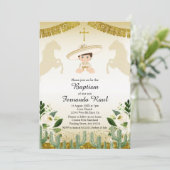 金ゴールドフィエスタボーイバプテスマ《キリスト教》洗礼式や命名式 招待状 (スタンド正面)